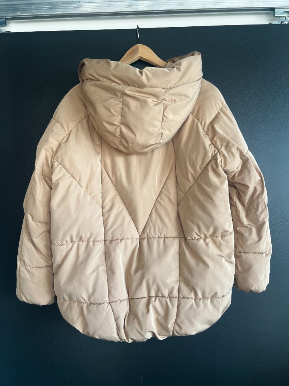 Winter Puffer Jacket Short Oversized Beige S - Picture 16 of 16